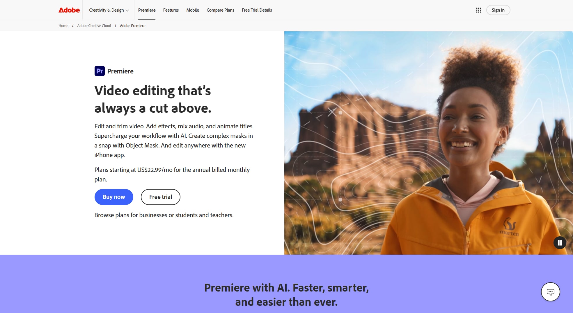 adobe premiere pro homepage