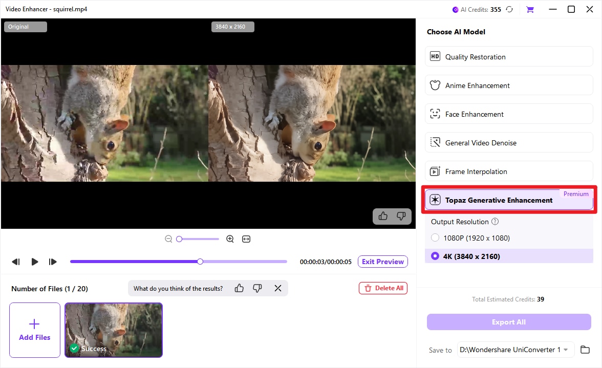 wondershare uniconverter export all