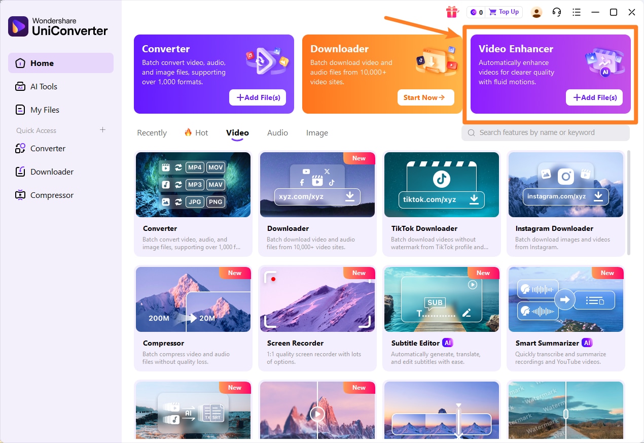 access ai video enhancer tool