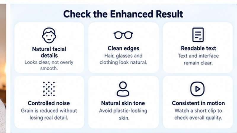 checklist for reviewing an enhanced blurry webcam recording