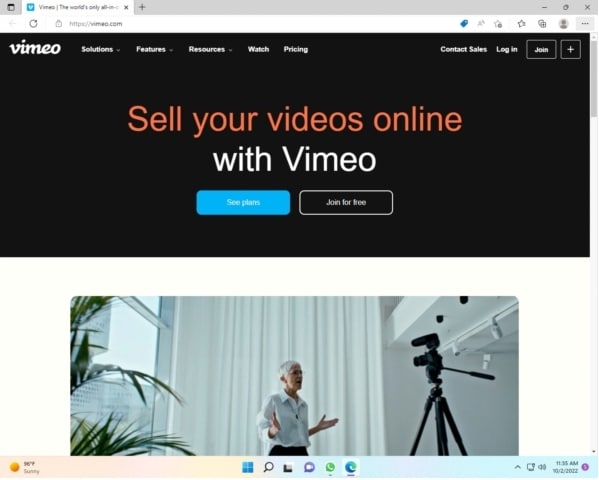 vimeo website front page