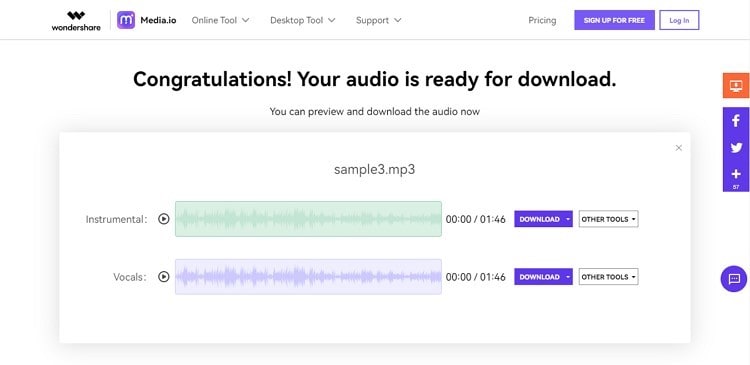 file audio separati