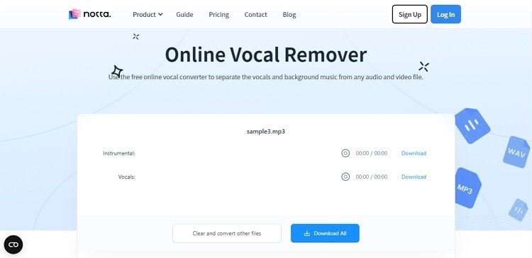 mp3 vocal remover online notta