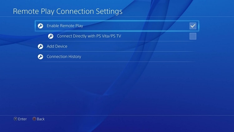 enable remote play option