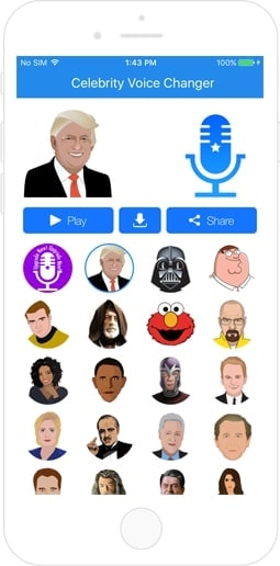 screen views of celebrity voice changer application