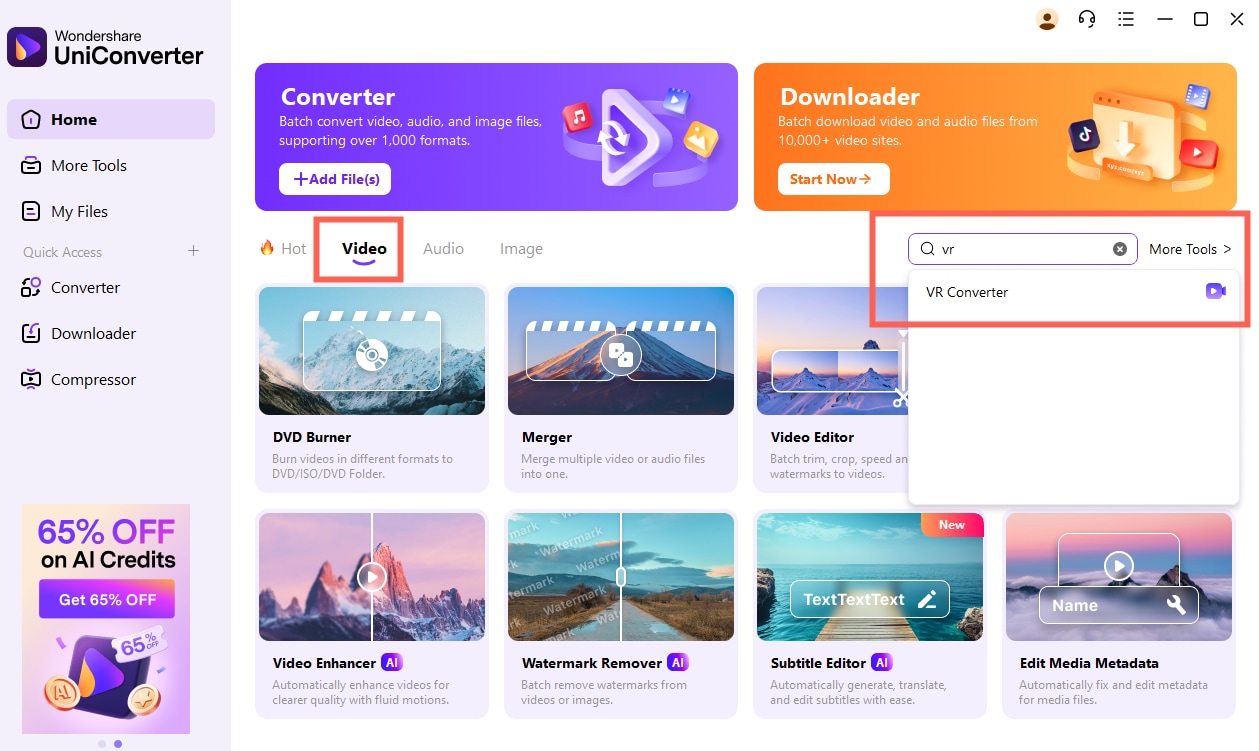 choose uniconverter vr converter
