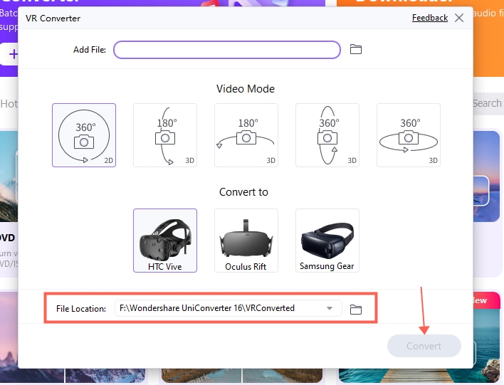 convert video to vr free uniconverter
