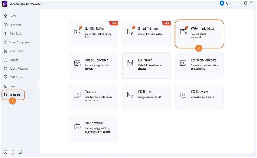 iniciar la herramienta del editor de marcas de agua