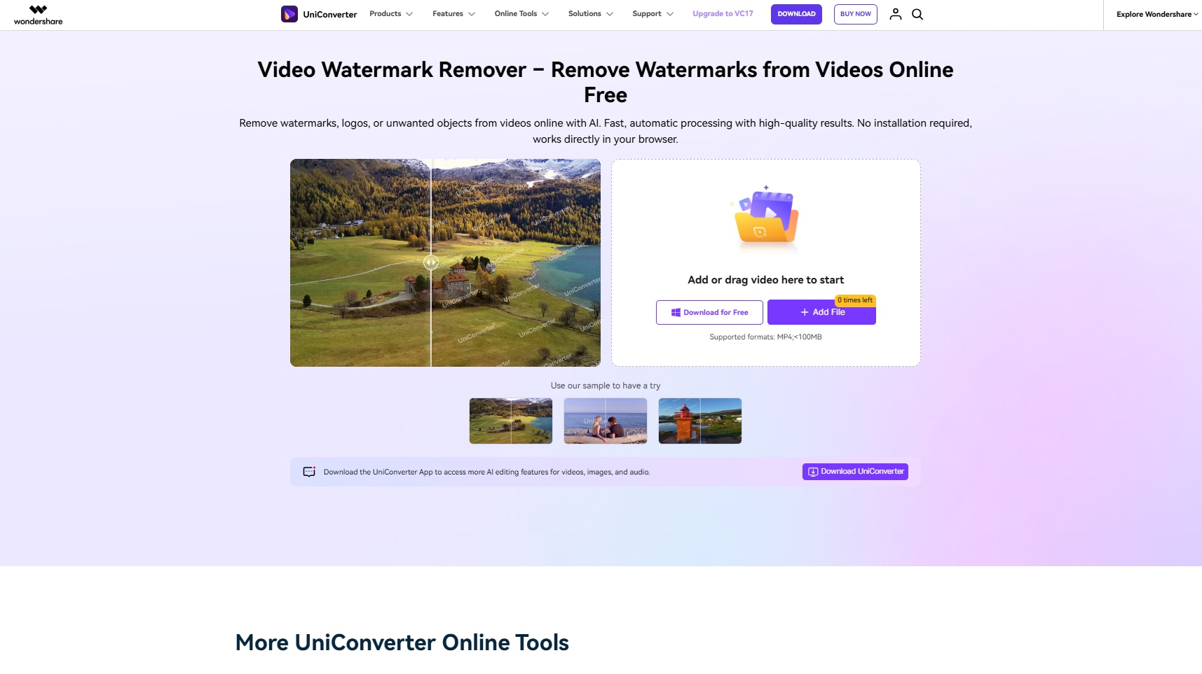 uniconverter online watermark remover