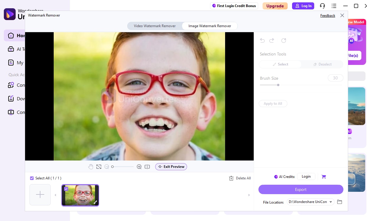 pick the export button