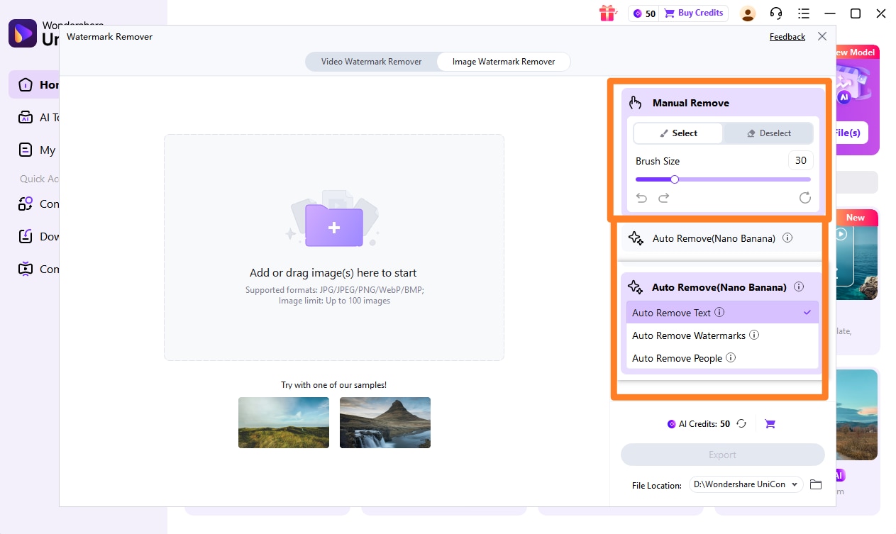 choose required mode