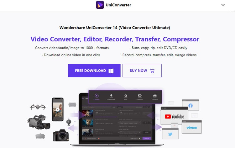 uniconverter website front page
