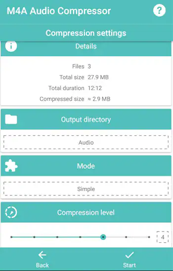 m4a audio compressor interface