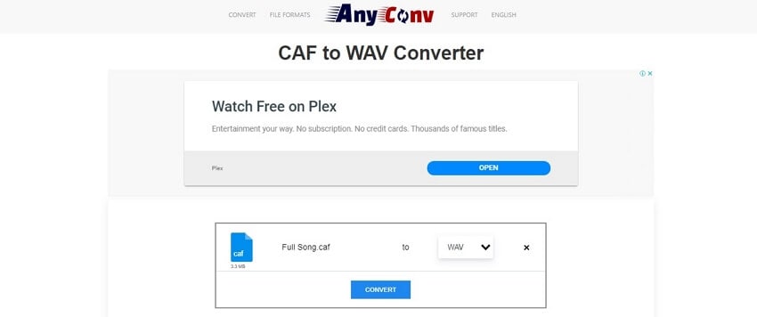 Convertidor Anyconv CAF a WAV