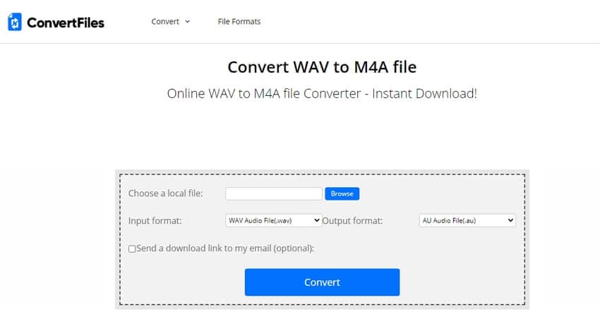 Online WAV to M4A converter - ConvertFiles