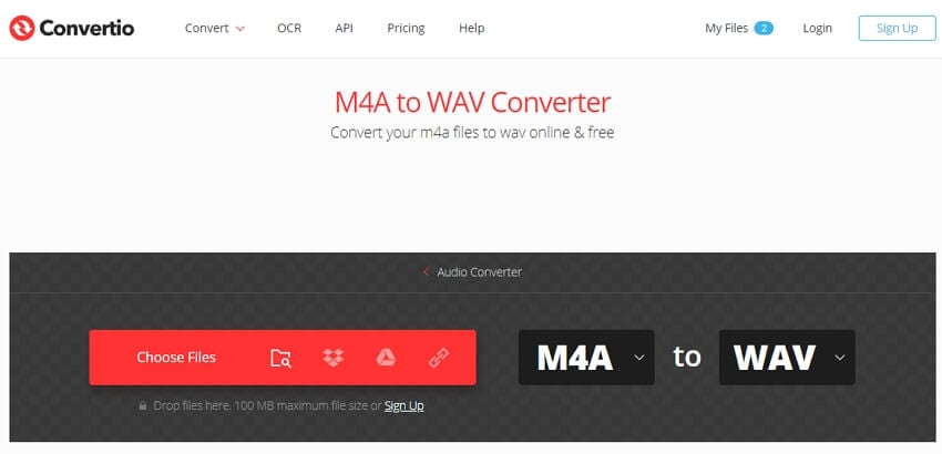 Conversor de M4A a WAV en línea - Convertio