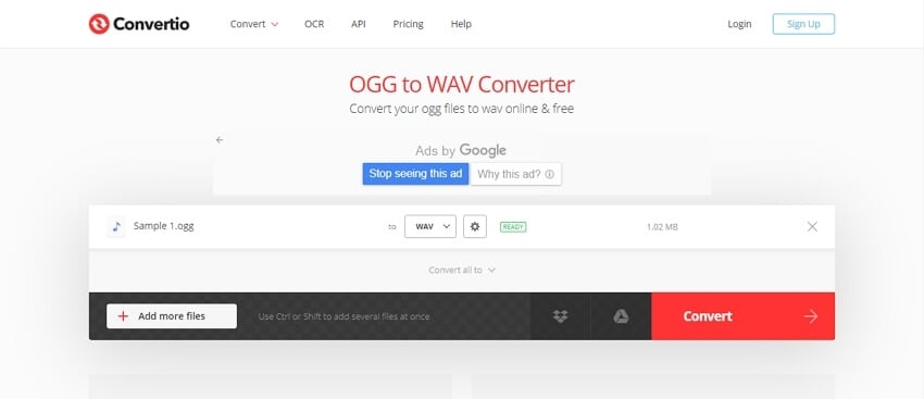  Convertidor de OGG a WAV - Convertio