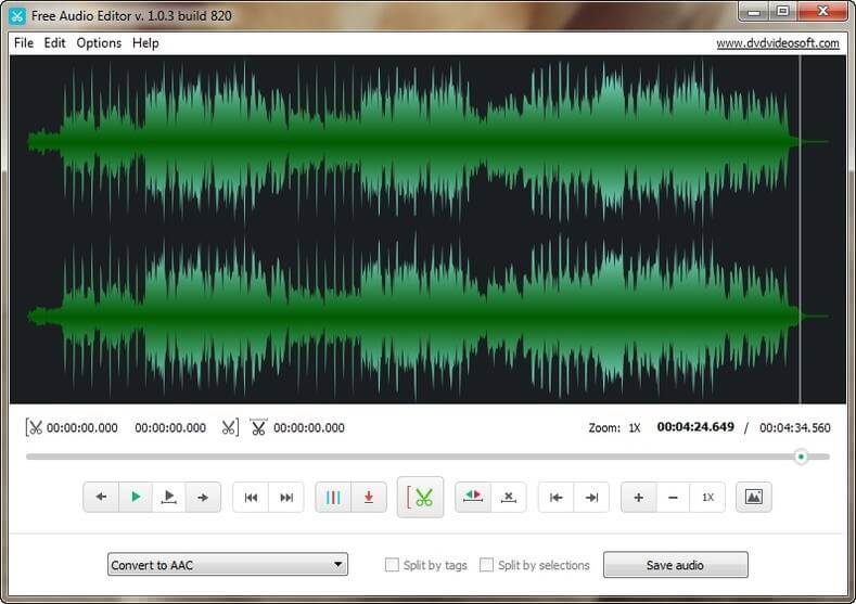 montage audio WAV avec DVDvideosoft Free Audio Editor