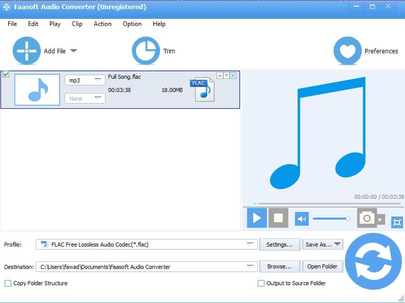 Convert WAV to FLAC with Faasoft Audio Converter