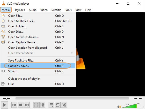 Slect convert function in VLC