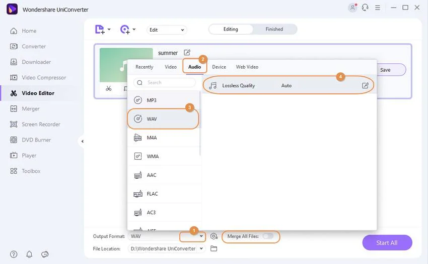 merge and convert WAV files