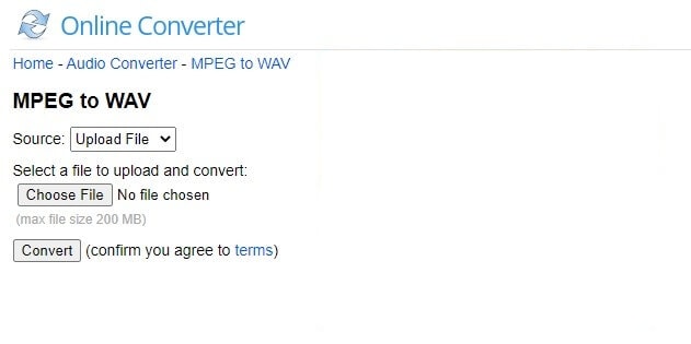 Convert MPEG to WAV with Online-Convert