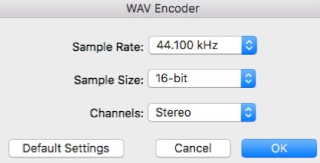Selecciona codificador WAV en iTunes