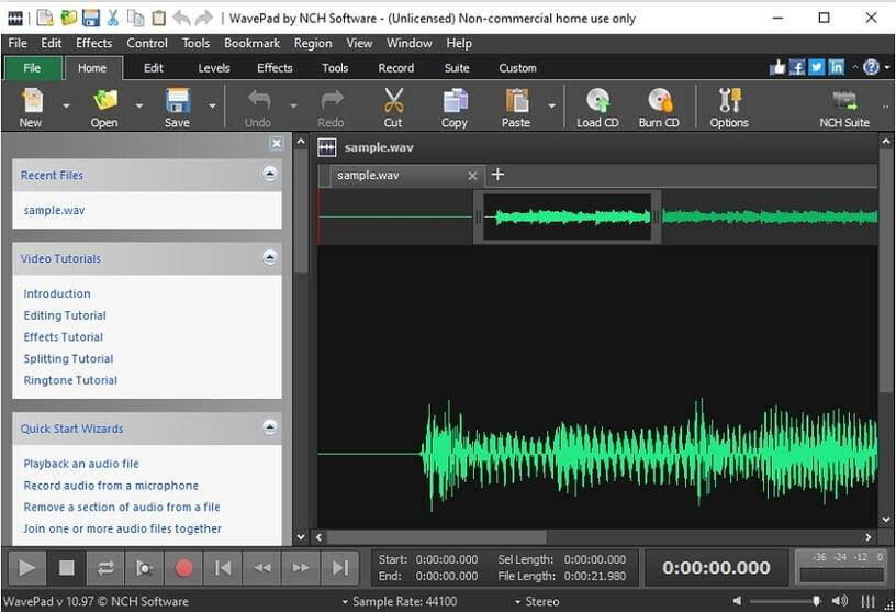montage audio WAV avec WavePad Audio Editing