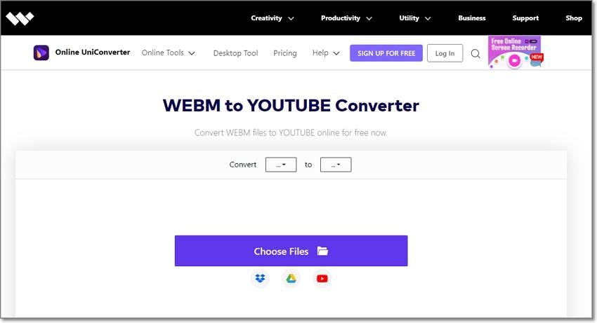 convertisseur youtube vers webm converter Media.io