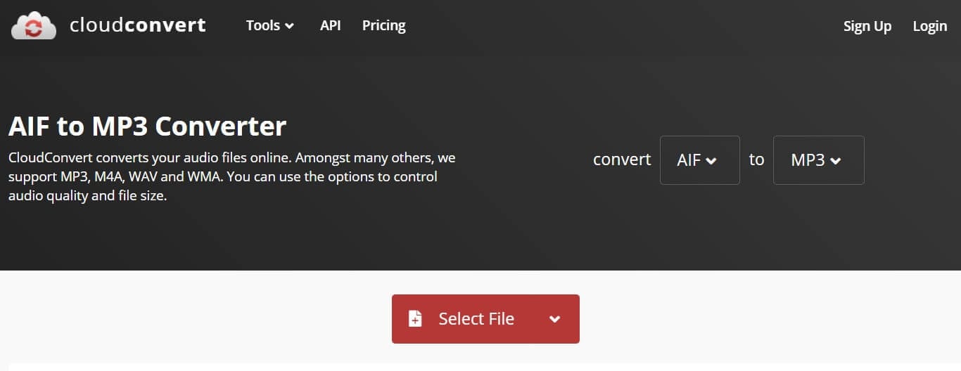 Convertisseur AIF en MP3 en ligne - CloudConvert