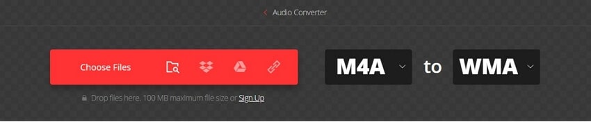 Convert M4A to WMA with Convertio