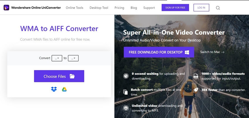 Convert WMA to AIFF with Online UniConverter
