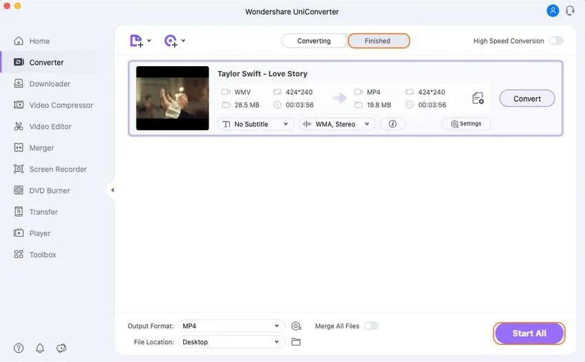 convert mp4 to wmv on mac for free