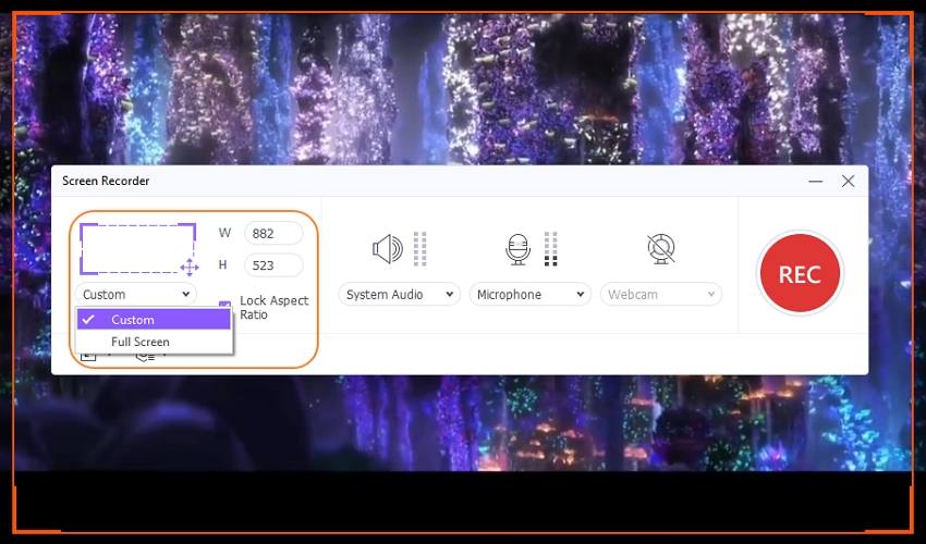 rekam video youtube di mac menggunakan uniconverter dengan crop area perekaman