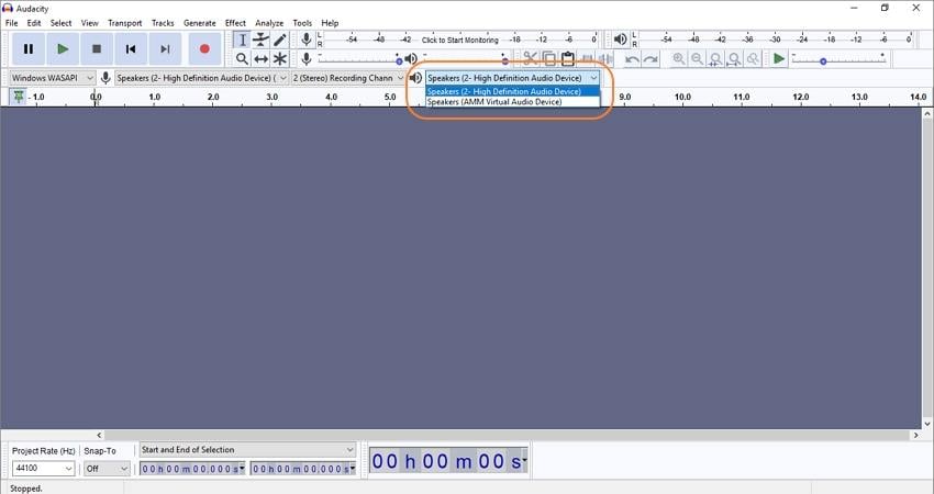 use audacity to record from youtube choose sound output device