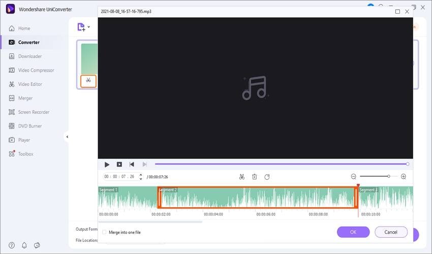 usa audacity per registrare da youtube con Wondershare uniconverter trim audio
