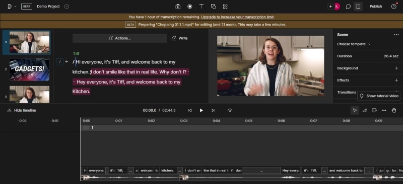descript convert video to text