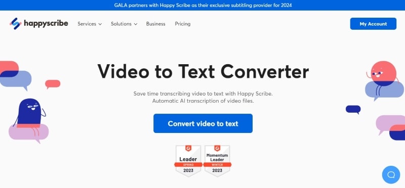 happy scribe video to text converter