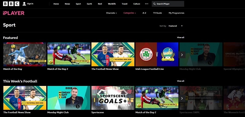 bbc iplayer main window
