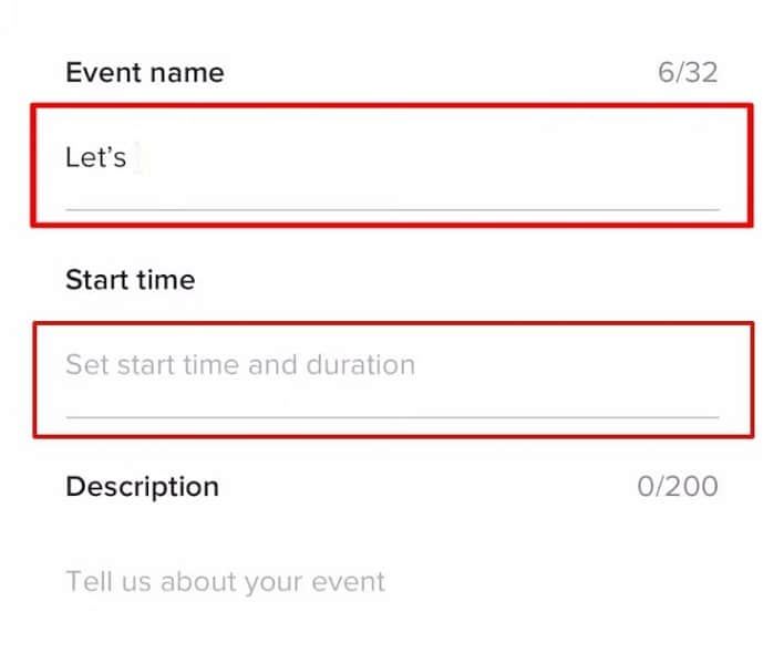create event on tiktok app
