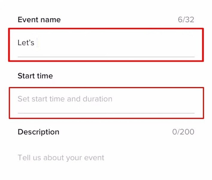 create event on tiktok app