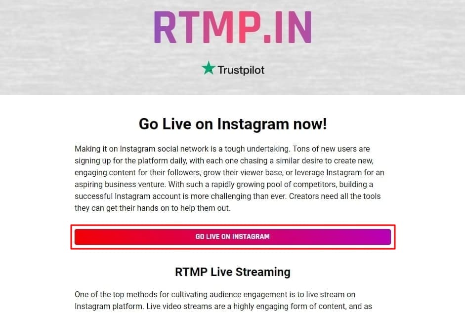 proceed to rtmp website
