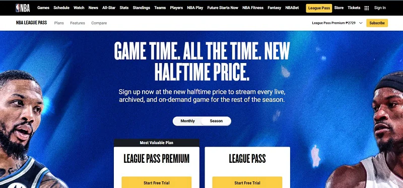 nba league pass main window