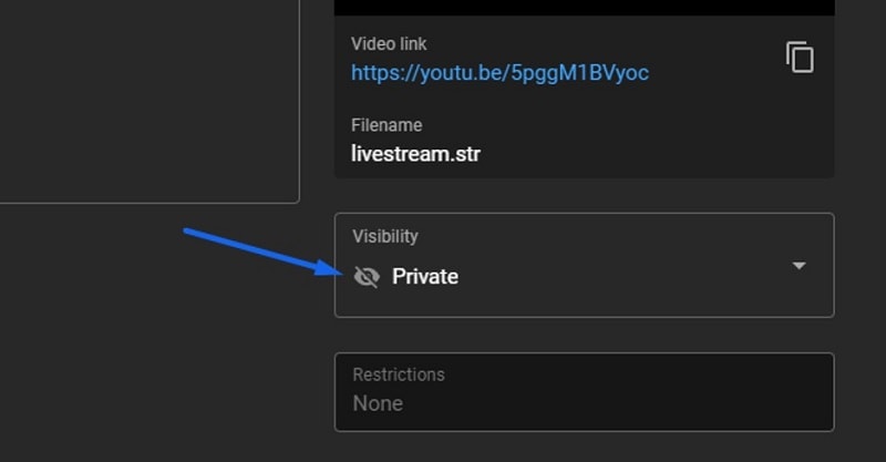 youtube private setting