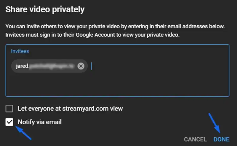 private youtube share