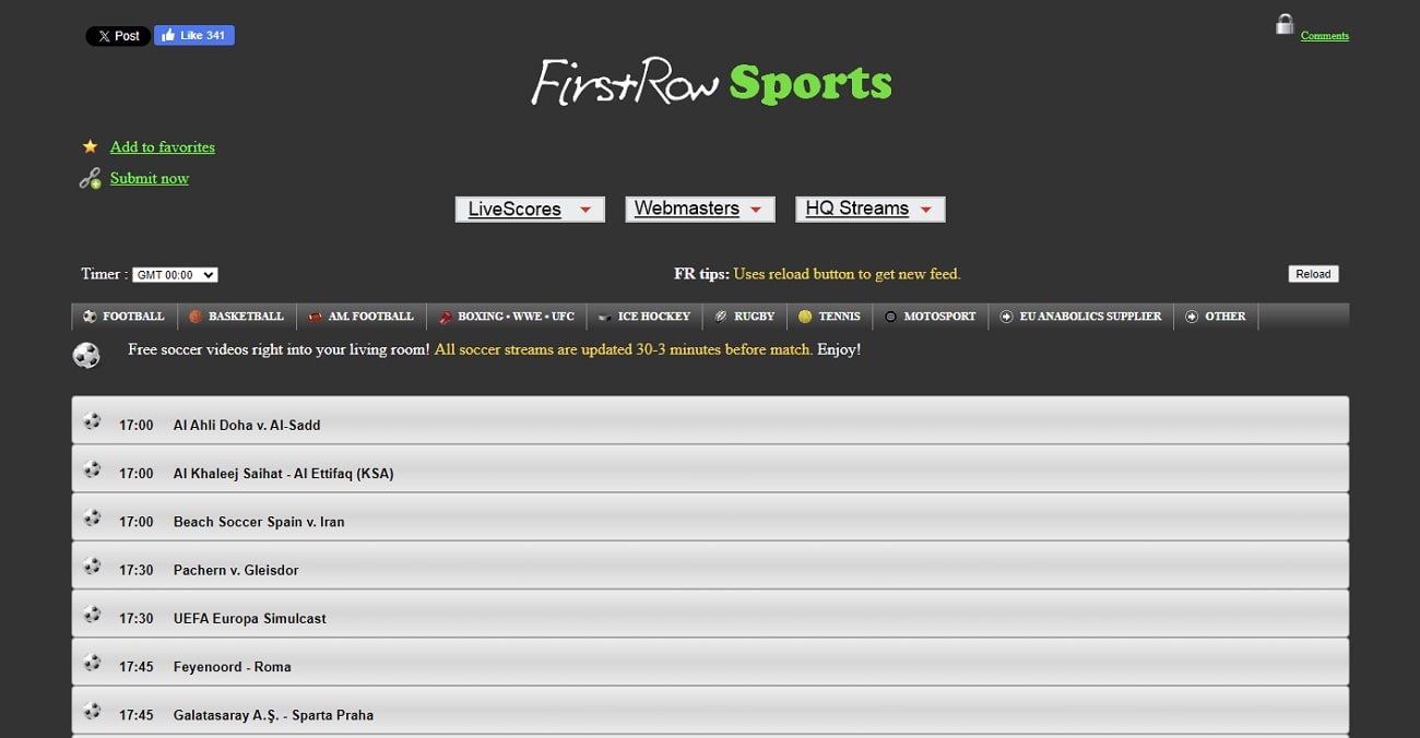 firstrowsports sports streaming site