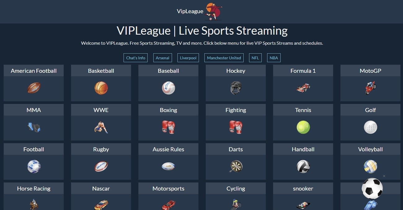 vip league sports streaming site