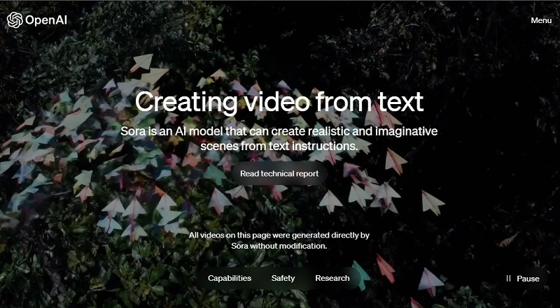 Sora text-to-video generator.