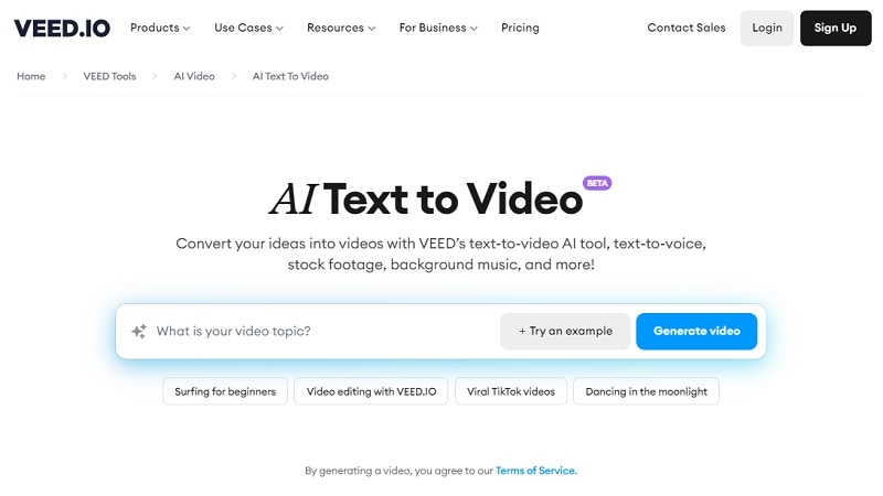 Veed.io text-to-video generator.