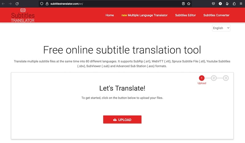 subtitles translator webpage